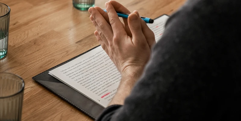 Ein Foto zeigt die liebevoll gestalteten Inhalte des Traurednerinnen Starter-Pakets: ausgedruckte Fr