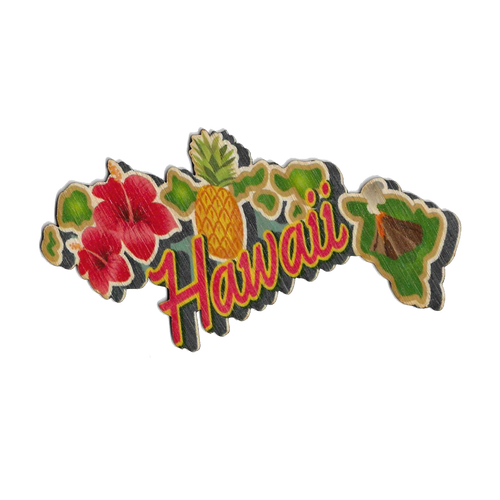 Tropical Hawaiian Islands Bamboo Wood Stickers