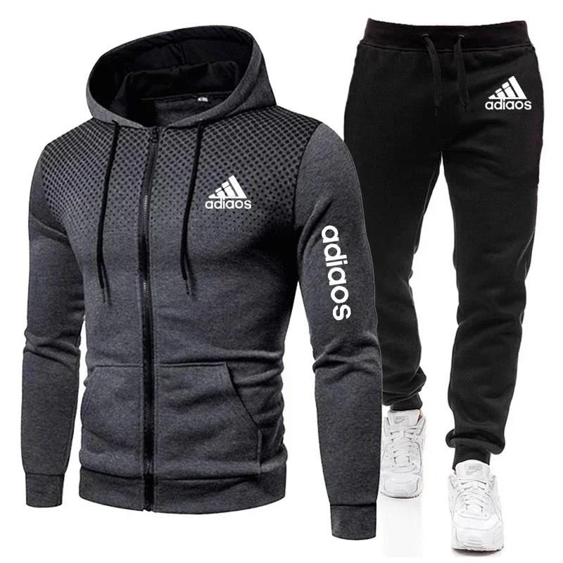2024 new Men's Sportswear Fitness Suit Zippered Running Sports Hoodie Style Fash