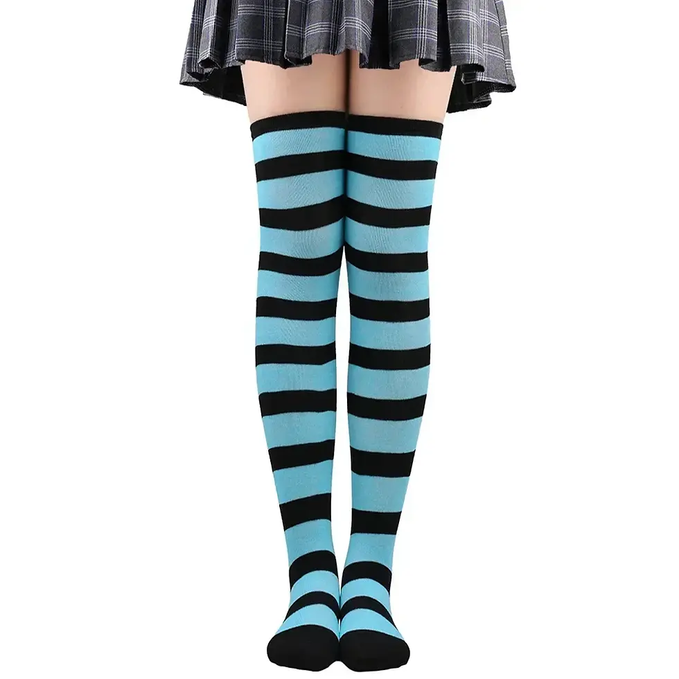 Thumbnail: Long Socks Womens Over Above Knee Striped Thigh High Stockings Polka Dot Ladies 