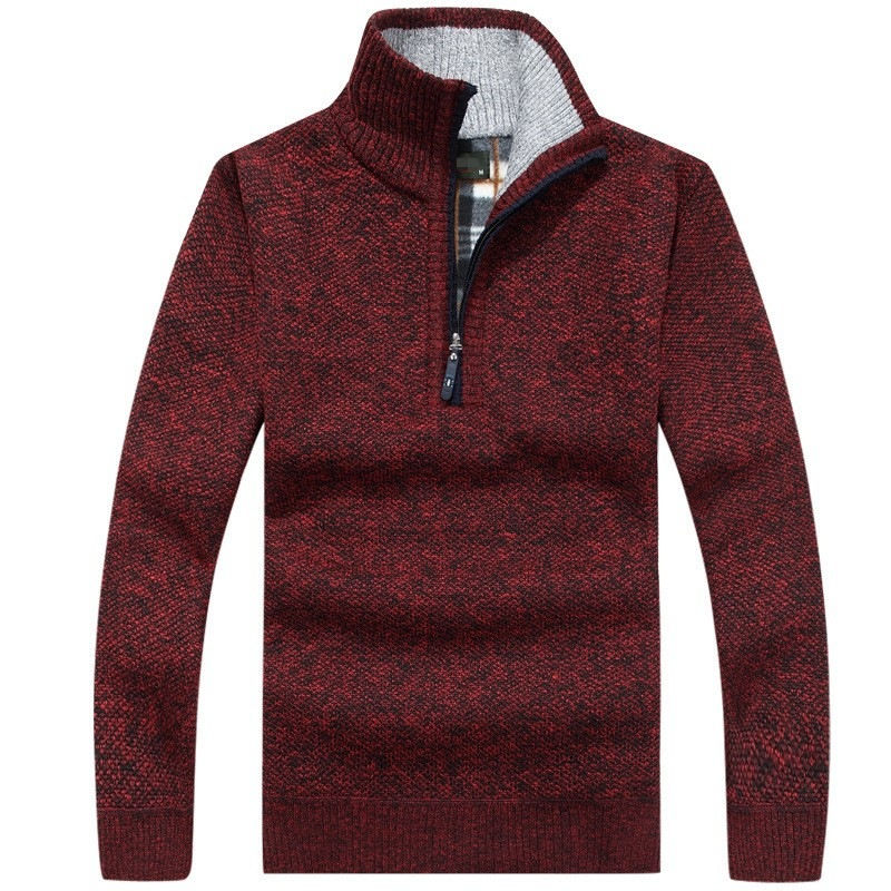 Thumbnail: Men's Fleece Thicker Sweater Half Zipper Turtleneck Warm Pullover High Quality M