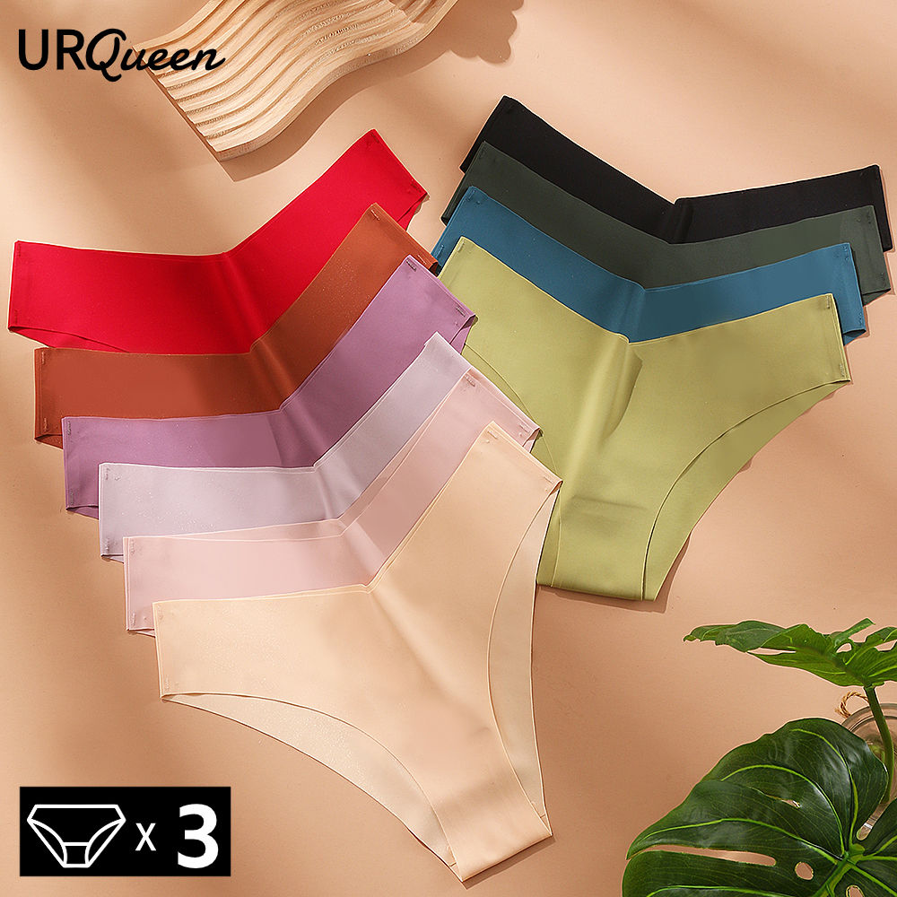 WarmSteps 3Pcs Women's Underwear Seamless Thongs Female Brazilian Panties Silk L