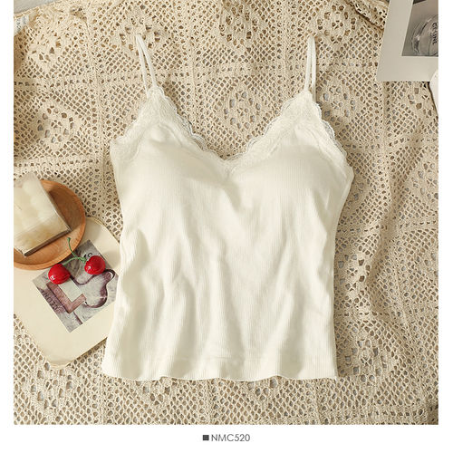 Thumbnail: Outwear Lace Seamless Crop Top for Women Underwear Wire-Free Ladies Camisole Spa