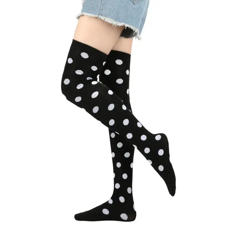 Long Socks Womens Over Above Knee Striped Thigh High Stockings Polka Dot Ladies 