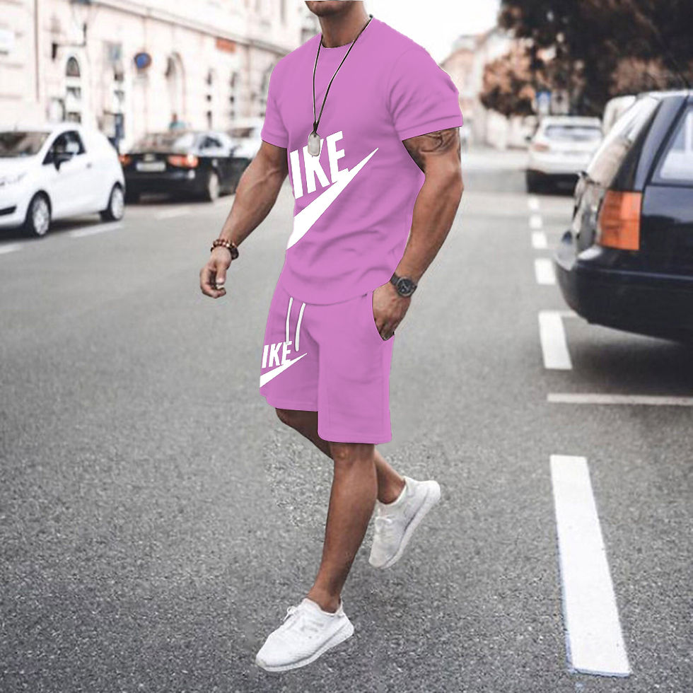 Thumbnail: Summer vitality essential men's casual sports style short sleeved set  comfortab