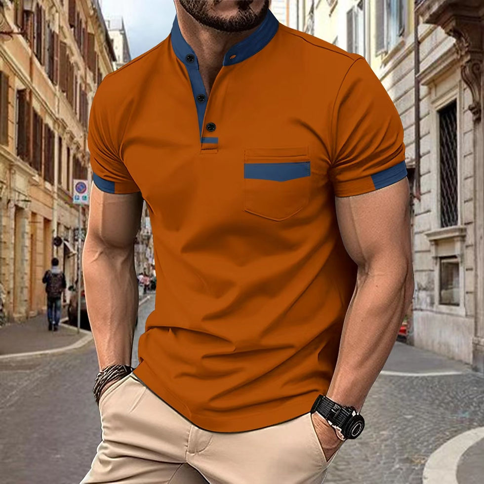 Thumbnail: 2024 Men's solid color short-sleeved POLO shirt with chest pocket, summer break 