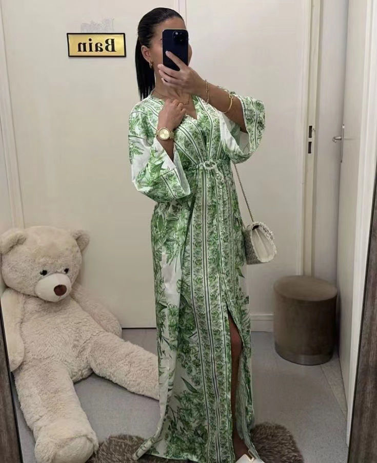 Thumbnail: Spring Summer New Women's Clothing Style Sexy V-neck Short Sleeved Fashionable P