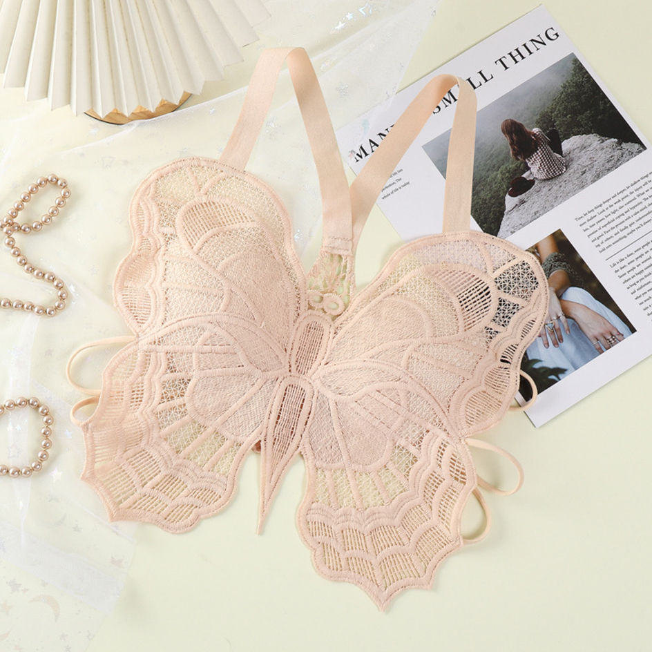 Thumbnail: Butterfly Embroidered Bra for Women Sexy Lace Vest Hollow Out Bralette Women's U