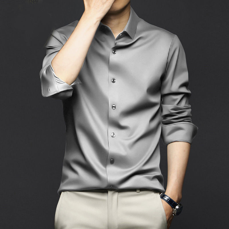 Thumbnail: 6XL Large High Quality Formal Dress Autumn and Winter Men's Long Sleeve Pure Whi