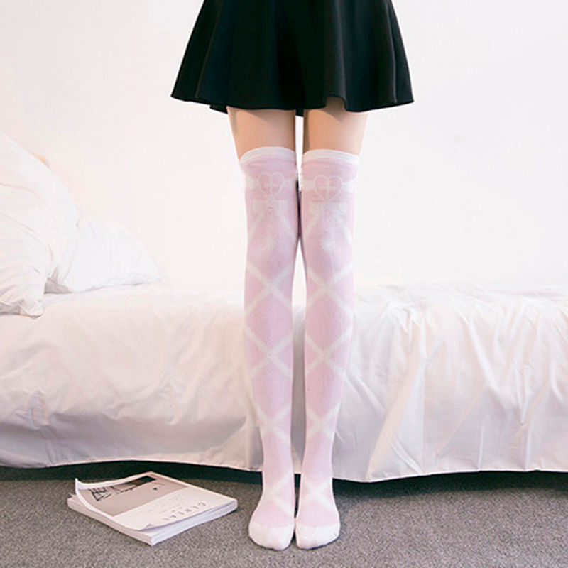 Thumbnail: Japanese Cartoon Knee Stockings For Women Bow Candy Rabbit Pink Girl Long Tube S