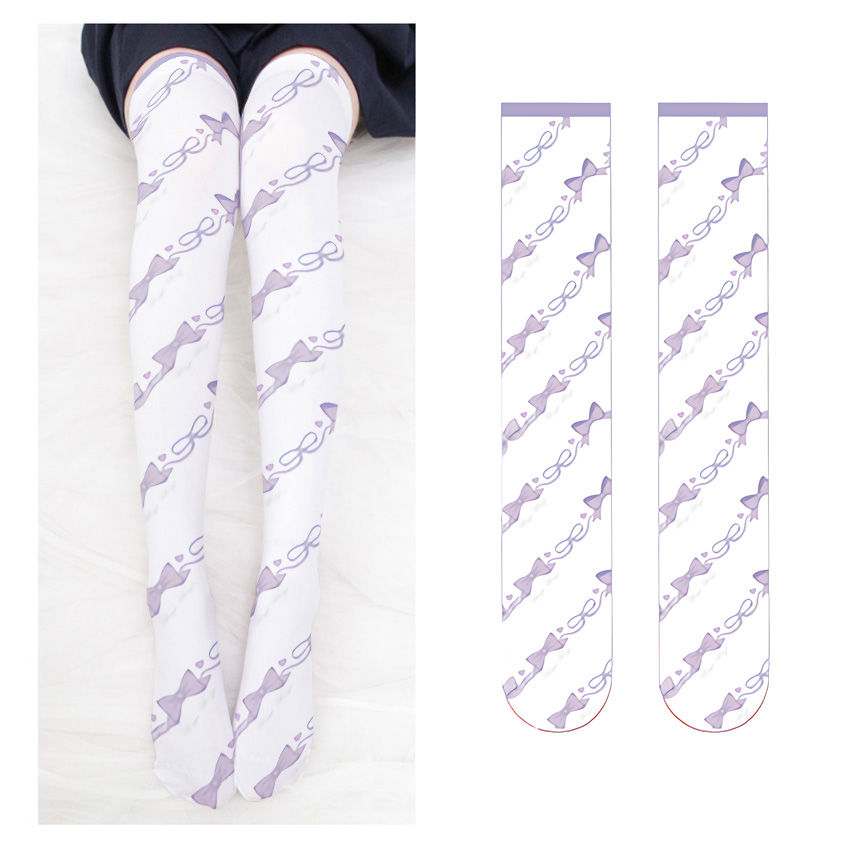Thumbnail: Japanese Cartoon Knee Stockings For Women Bow Candy Rabbit Pink Girl Long Tube S