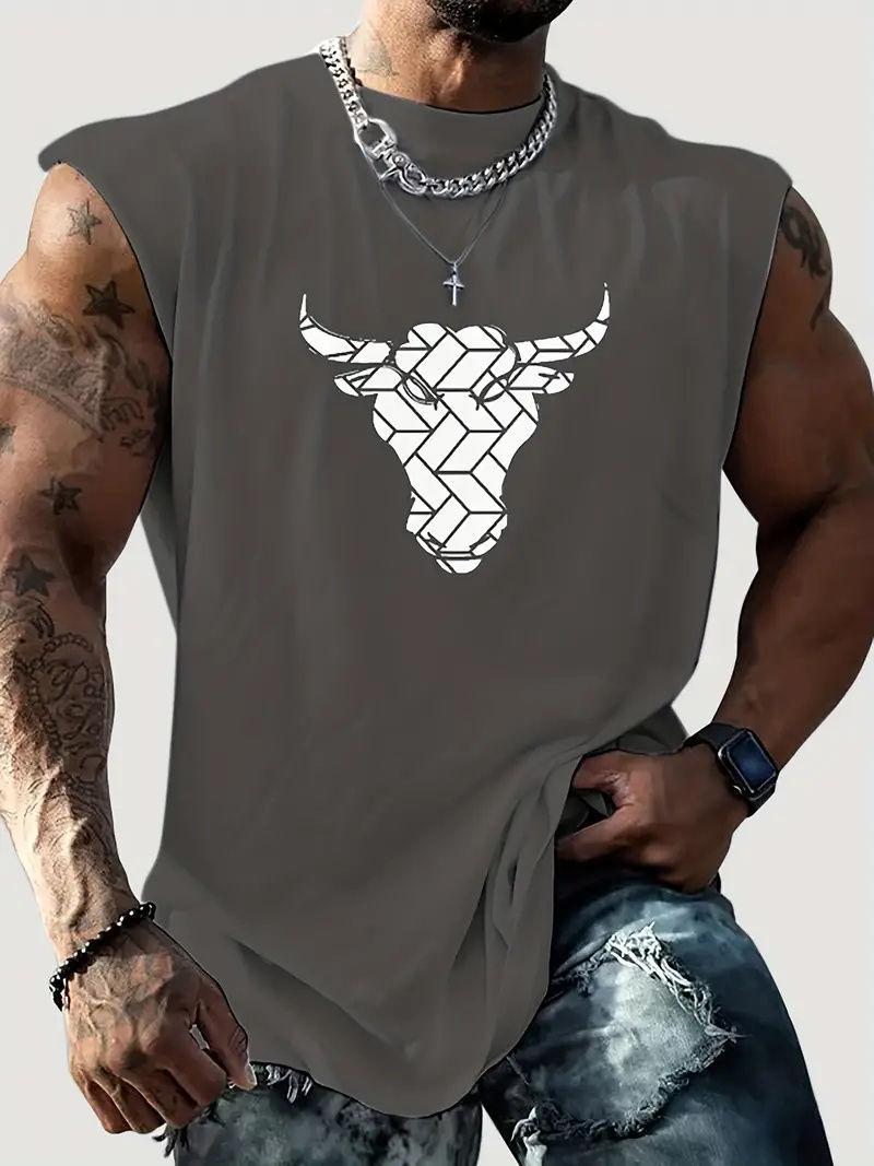 Thumbnail: Summer new men's sleeveless vest simple letter printed round neck sports sleevel