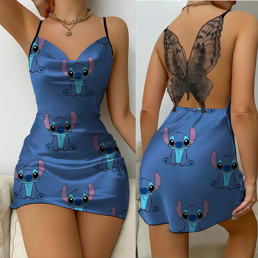 Thumbnail: Bow Knot Women's Dresses Lace Dress Disney Satin Surface Pajama Skirt Stitch Fas