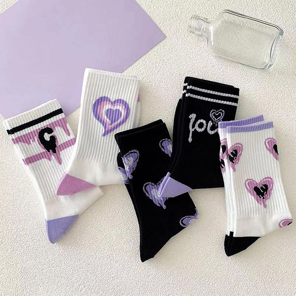 Thumbnail: Women White Socks Cute Cotton Socks With Hearts Kawaii Preppy Korean Style Anime