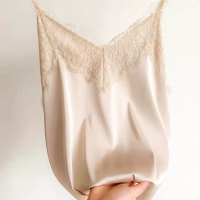 Thumbnail: Sexy Lace Camisole Women Silk V-neck Tops Summer New Sleeveless Casual Tank Tops