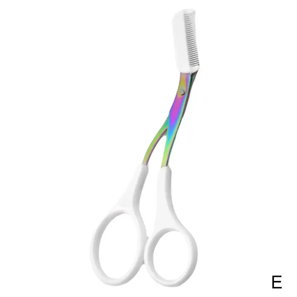 Thumbnail: Eyebrow Trimmer Scissor Colorful Stainless Steel With Accessories Makeup Removal