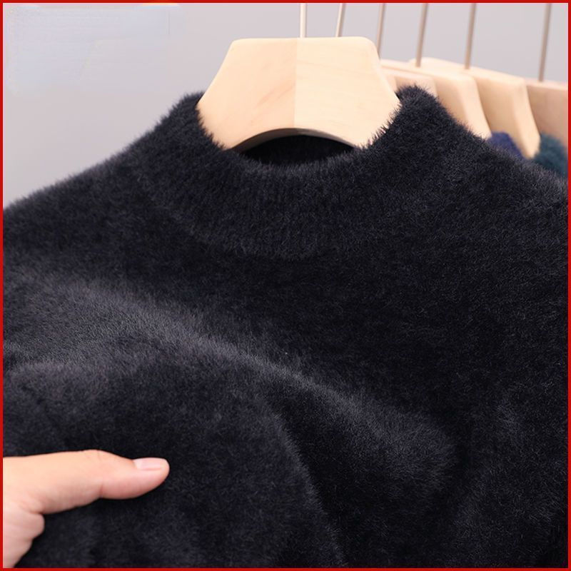 Thumbnail: New Pullover Men Sweater Soft Warm Long Sleeve Mock Neck Solid Color Fine fleece