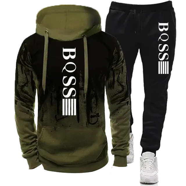 Thumbnail: Men's Hoodies for Men Clothing Splash Ink Sweatshirt Suit Man Tracksuit Pant Set