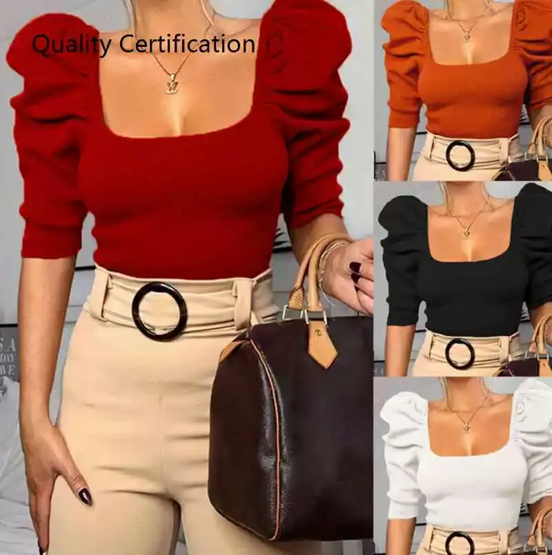 Solid Color Fashionable Spring Shirts Outfits Party Clubwear
