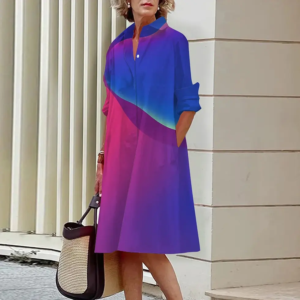 Thumbnail: Y2K Autumn Winter Dress For Women High Street Outwear Loose Oversized Turn-Down 