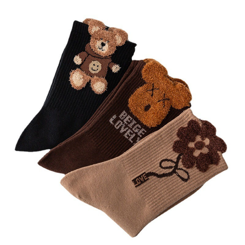 Thumbnail: 3 Pairs Cool Women Cute Cartoon Cotton Socks Set Female Korean Ladies Japanese G