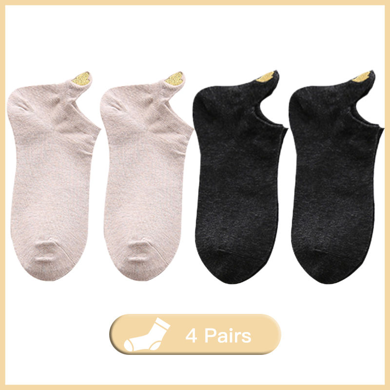 Thumbnail: 4 Pairs Lot Fashion Socks Women 2023 New Spring Cotton Color Novelty Girls Cute 
