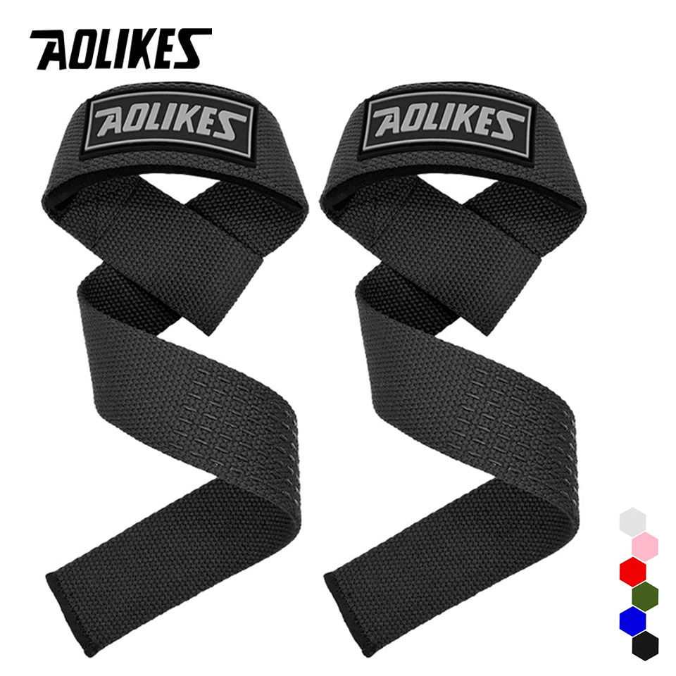 AOLIKES Weightlifting Wrist Straps Strength Training Adjustable Non-slip Gym Fit
