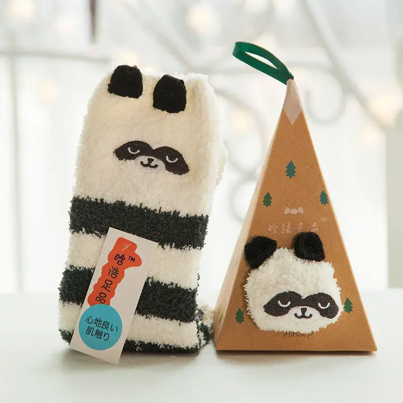 Thumbnail: 1 Pairs Box Christmas Socks Women Cute Thermal Fluffy Fuzzy Soft Velvet Thermo S