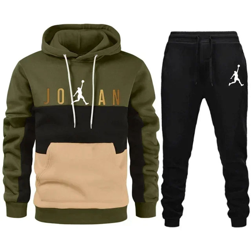 Thumbnail: Spring Autumn Men Tracksuits Sets Long Sleeve Hoodie+Jogging Trousers 2 Piece Fi