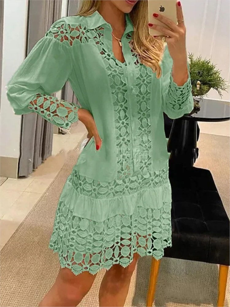 Thumbnail: Spring Long Sleeve Lantern Sleeve Loose Waist Knee Length