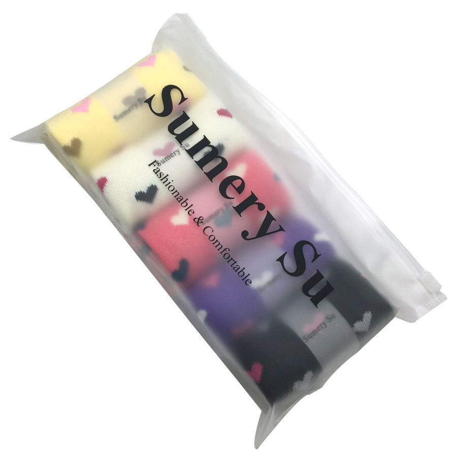 Thumbnail: 5 Pairs/Lot Cotton Socks Girls Heart Style Pattern Casual Comfortable Long Socks