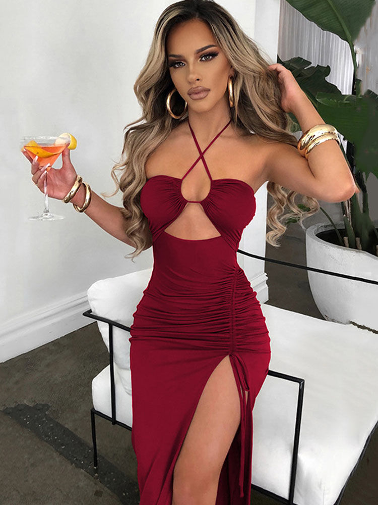 Thumbnail: Sleeveless Sexy Female Midi Backless Dresses Slim Night Club Party Women's 