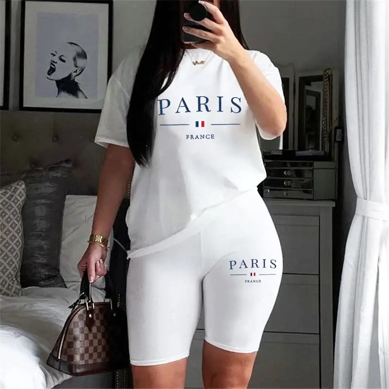 Women's Tracksuit Casual Two Piece Set for Short Sleeve Daily Summer Woman Cloth