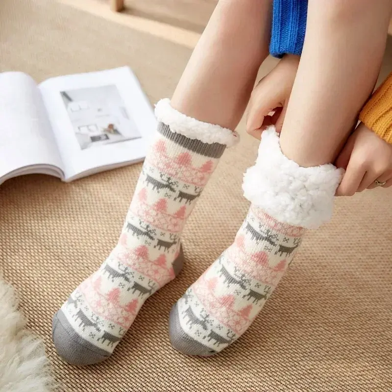 Thumbnail: Fuzzy Fluffy Sock Women Winter Christmas Gift Warm Plush Non slip Home Sleeping 