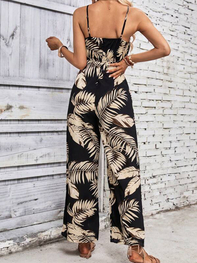 Thumbnail: Elegant Long Jumpsuit Women Sexy Backless Wide Leg Jumpsuits Casual Sleeveless H
