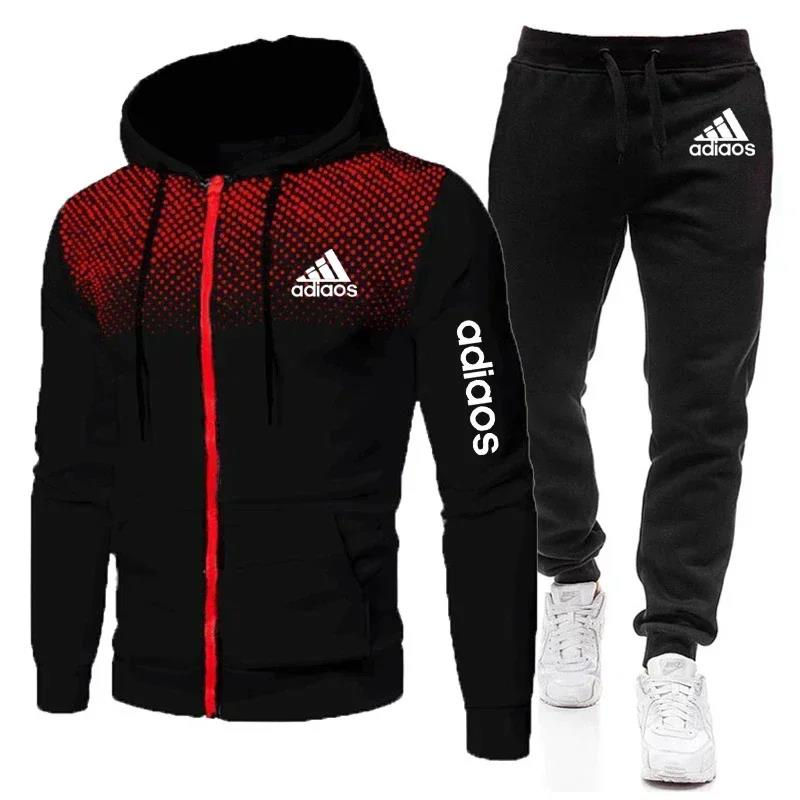 Thumbnail: 2024 new Men's Sportswear Fitness Suit Zippered Running Sports Hoodie Style Fash