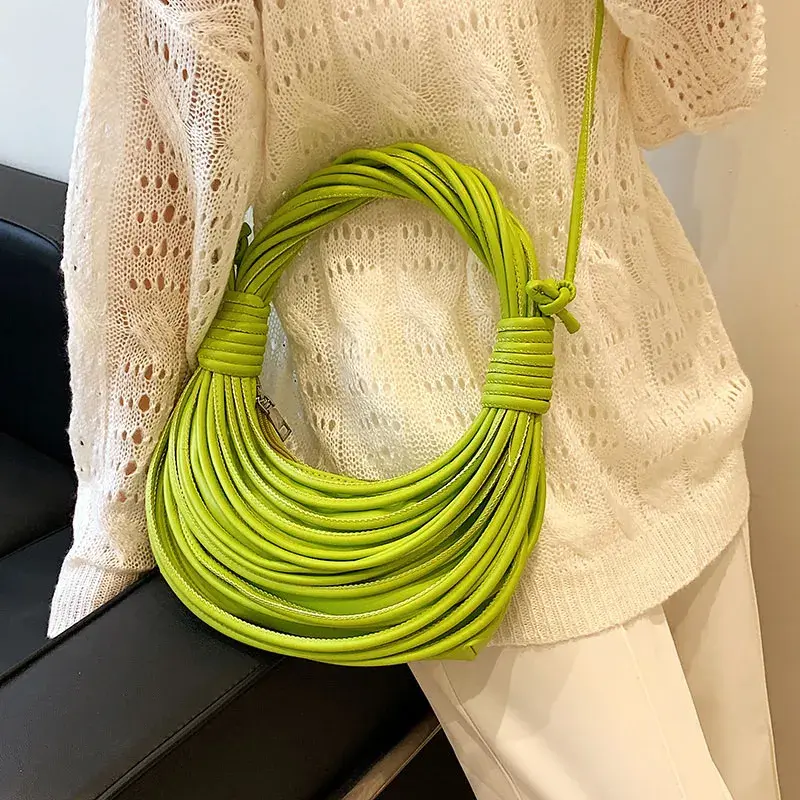 2023 Luxury Women Handbags Designer Brand Handwoven Noodle Bag Rope Knotted Pull