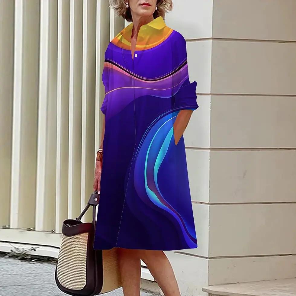 Thumbnail: Y2K Autumn Winter Dress For Women High Street Outwear Loose Oversized Turn-Down 