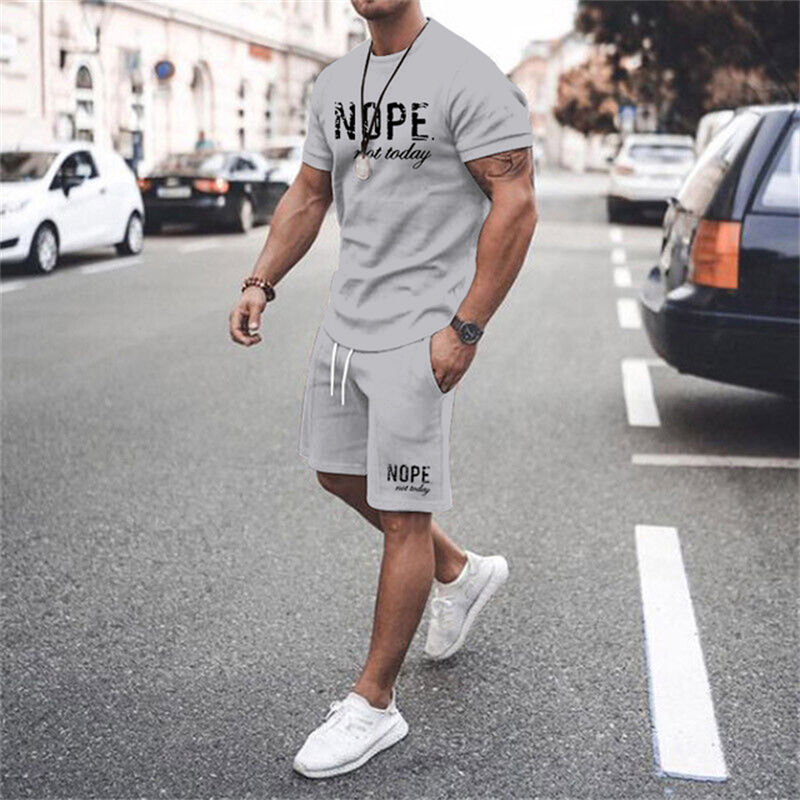 Thumbnail: 2024 New Summer Simple Men's T-shirt and Shorts 2-piece Set Fashion Street Leisu