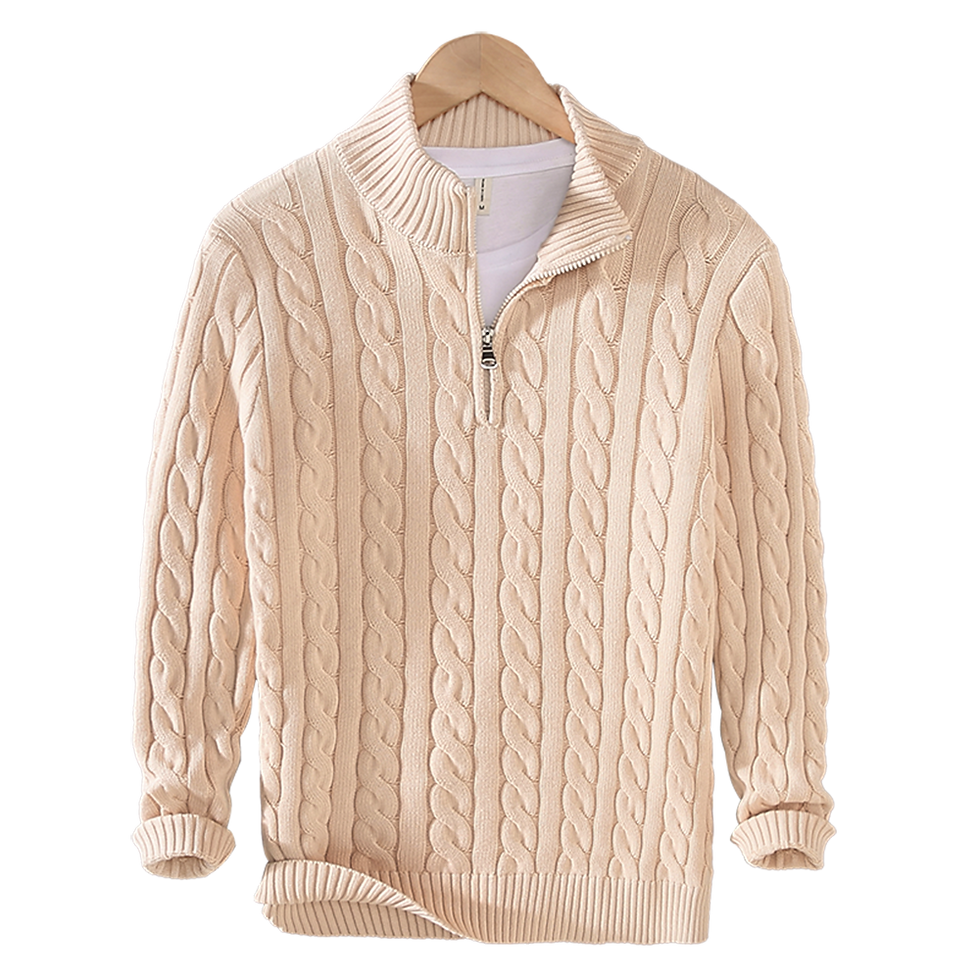 Thumbnail: 100% Cotton Sweaters Men's High Quality Autumn Cable Knit Christmas Sweater With