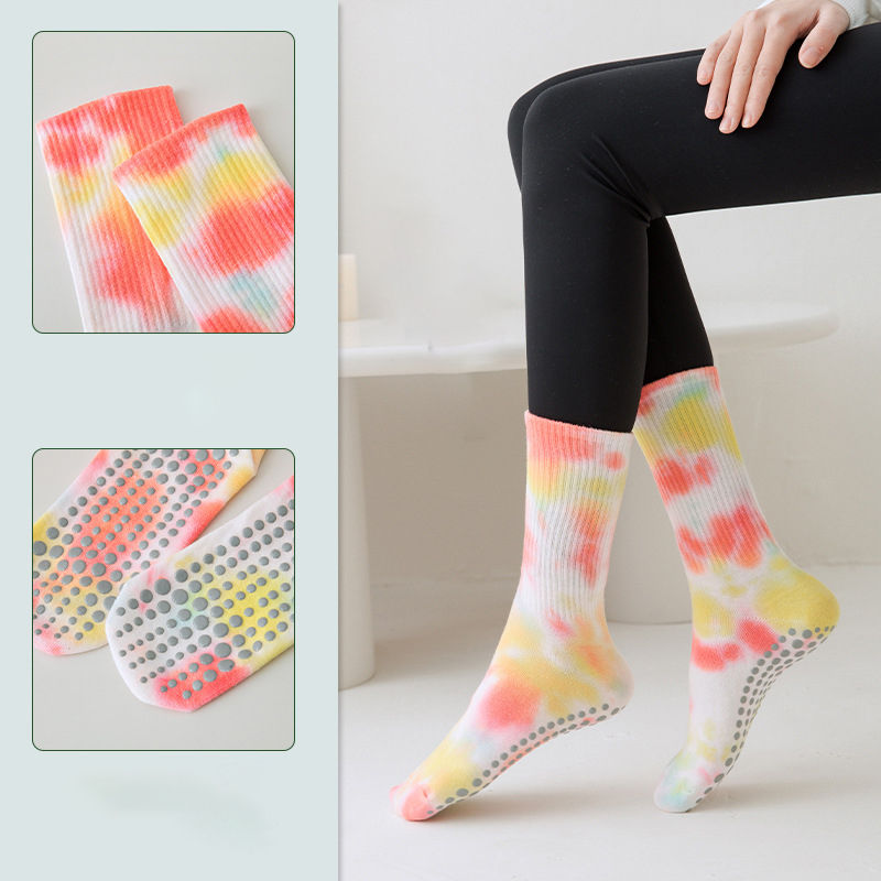 Thumbnail: 3 Pairs Non-Slip Yoga Socks for Women Colorful Gradient Ladies Indoor Dance Floo