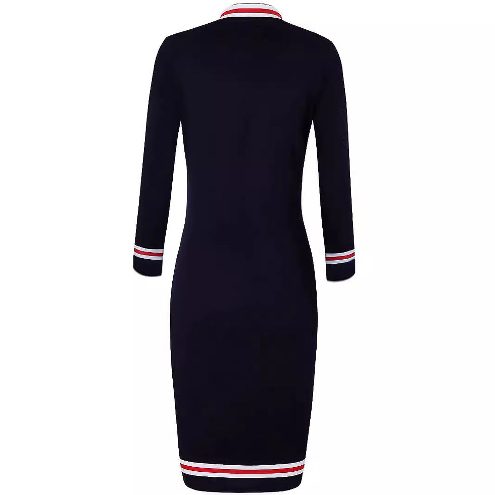 Thumbnail: Women's Retro Long Sleeve Zipper Stitching Sexy Hip Casual Dress Fashionable Ele