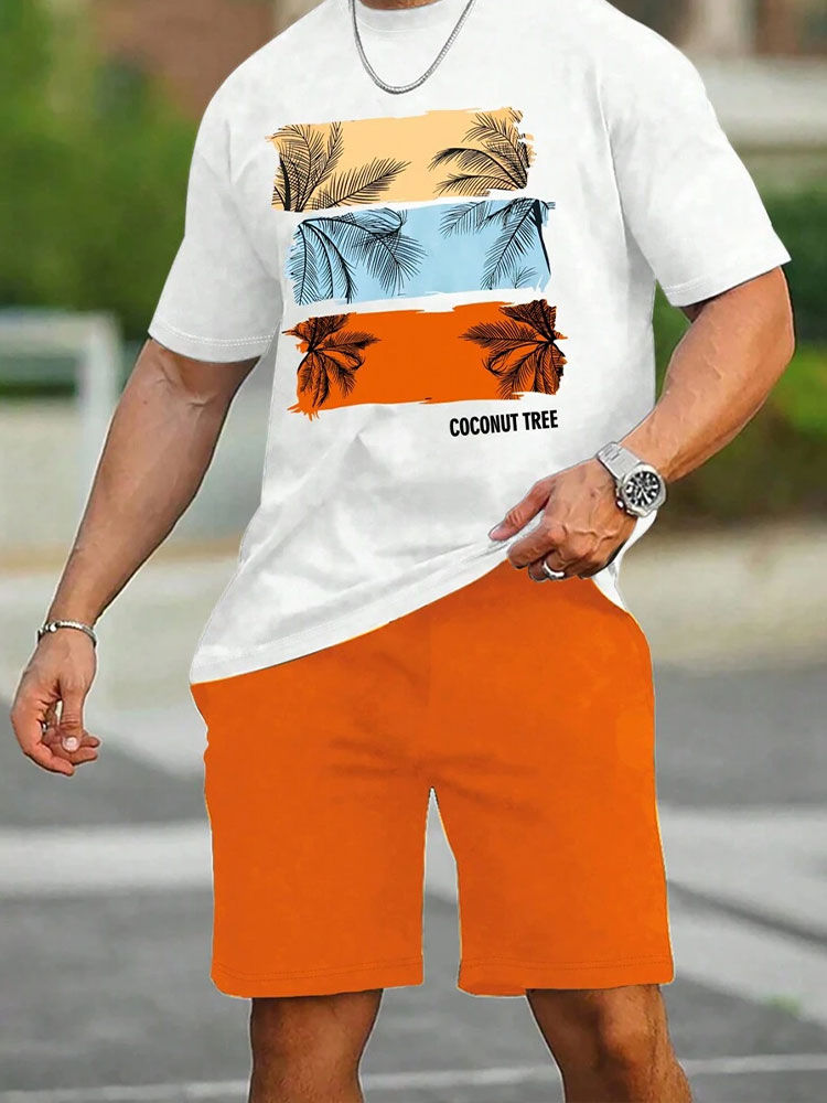 Summer men's two-piece set Hawaii fashion casual men's T-shirt outdoor beach men