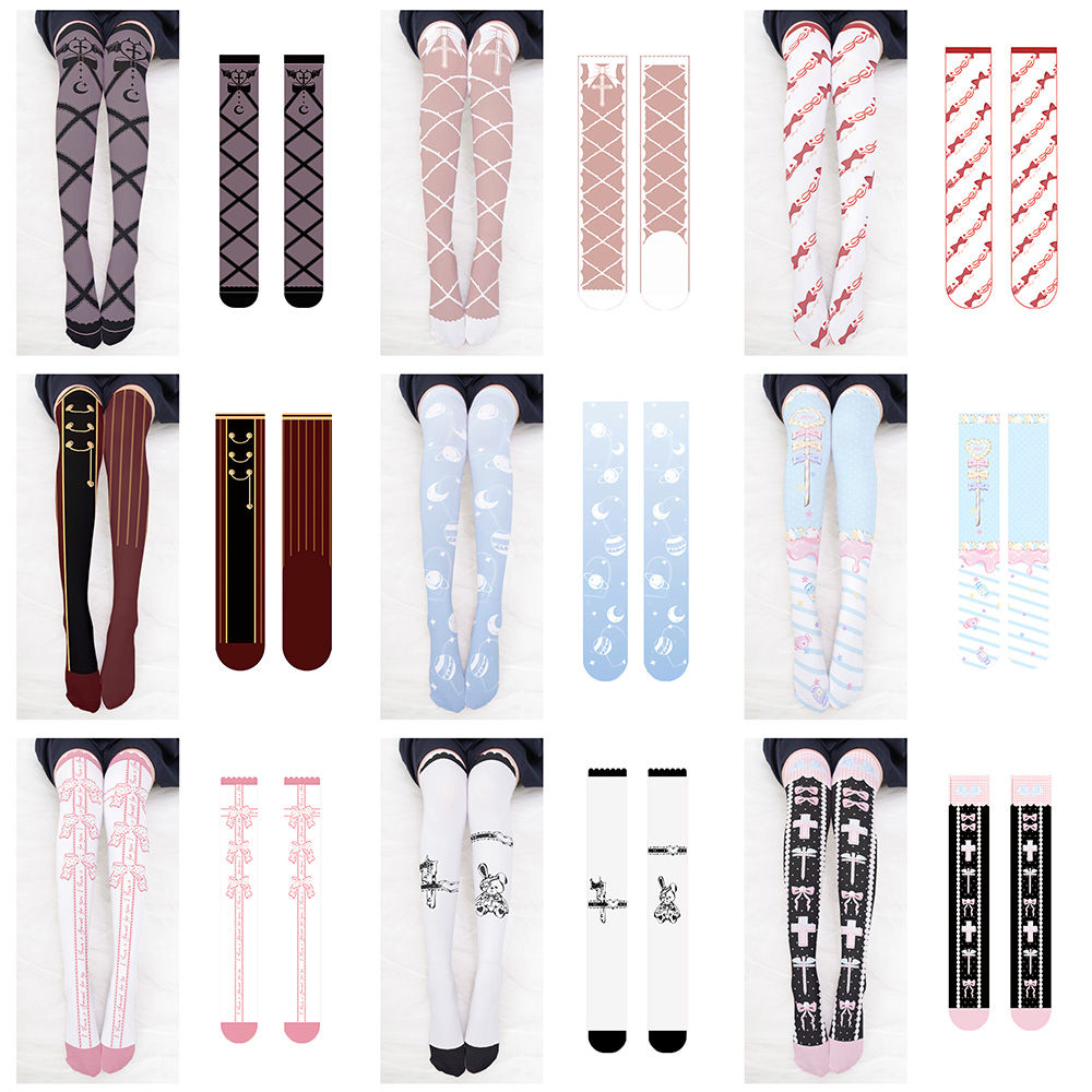 Japanese Cartoon Knee Stockings For Women Bow Candy Rabbit Pink Girl Long Tube S