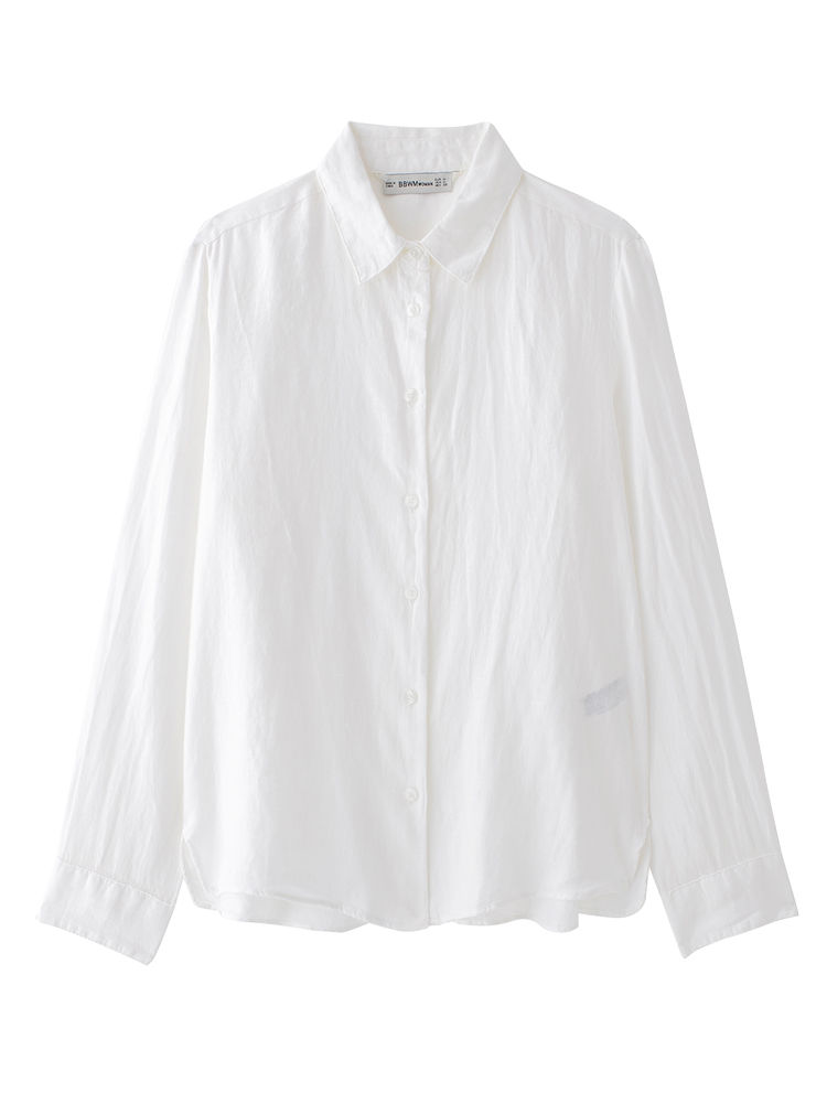 KAOPU ZA Women with side vents asymmetric hem linen shirt and drawstrings mid-