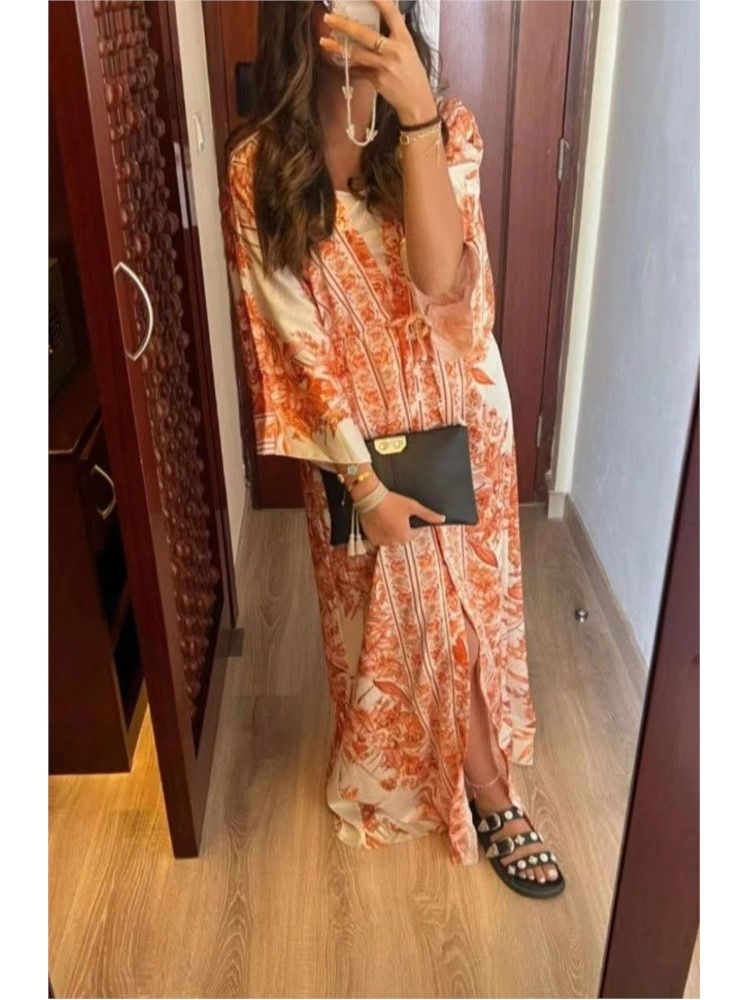 Thumbnail: Spring Summer New Women's Clothing Style Sexy V-neck Short Sleeved Fashionable P