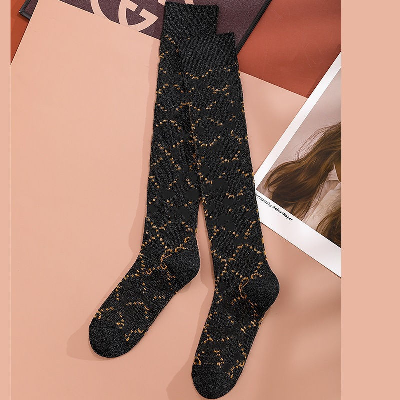 Thumbnail: Autumn Winter Letter-Printed Women'S Cotton Socks Gold Silk Calf Socks Thick Lin