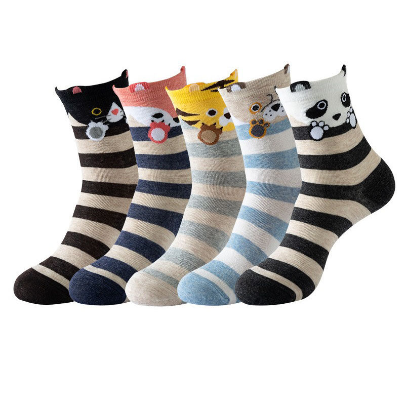 Thumbnail: 5 Pairs Fashion Pet cat dog Colorful Kawaii Cute Cartoon Cotton Women Socks