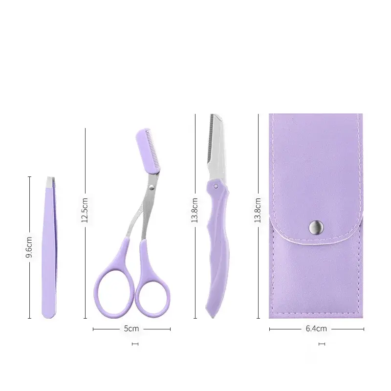 Thumbnail: Private Label 3Pcs/Set Makeup Tools Portable Eyebrow Trimming Set Eyebrow Razor 