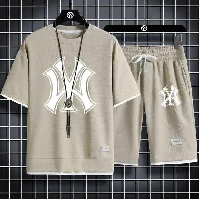 Thumbnail: Men's Gym Sportswear Set, Knitted, Quick Dry, High Quality Casual T-shirt and Sh